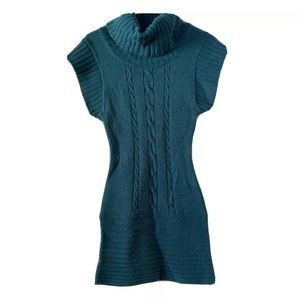 Teal Cable Sweater Dress